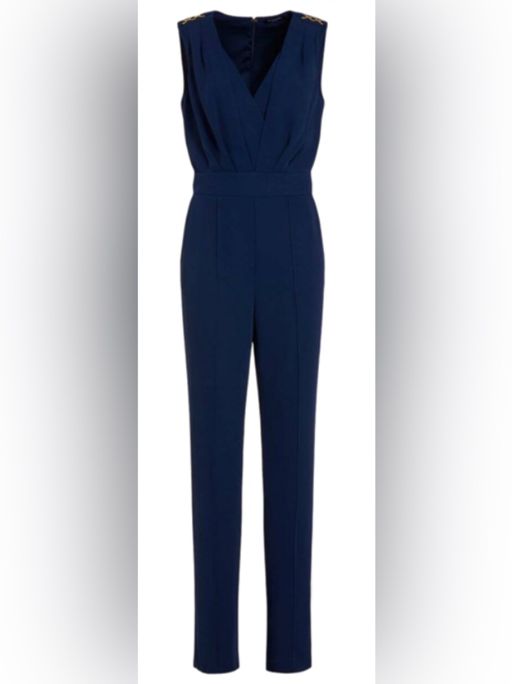 Guess by Marciano -NEW -Sleeveless Navy Jumpsuit featuring unique gold hardware - Picture 2 of 14